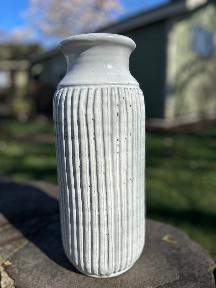 Boho White Glazed Tall Vase