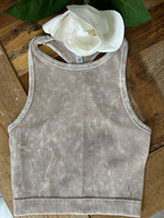 Rib Knit Cropped Cami in Ash Mocha