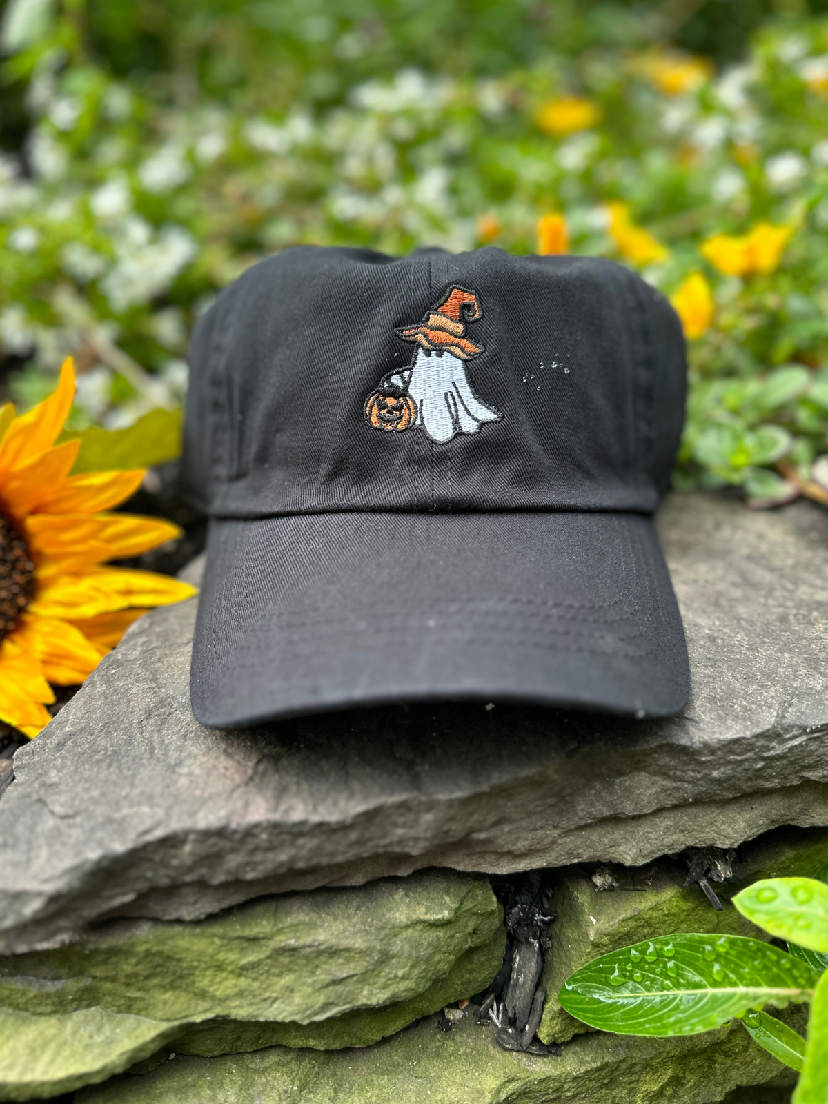 DALIX Ghost Embroidery Dad Hat Baseball Cap Cute Halloween in Olive DALIX Ghost Embroidery Dad Hat Baseball Cap Cute Halloween in Olive