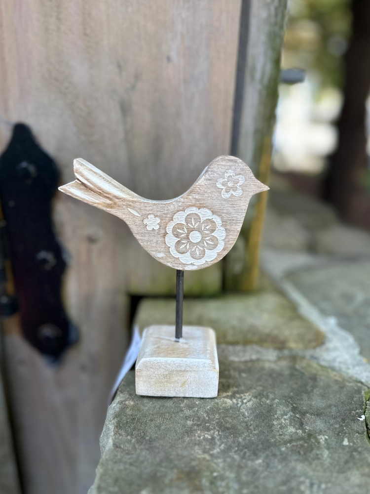 Wooden Boho Bird on Stand