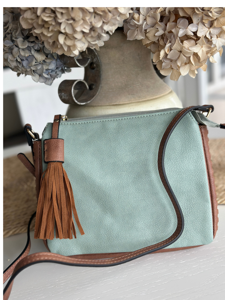 Sabrina Two Tone Crossbody in Teal/Brown