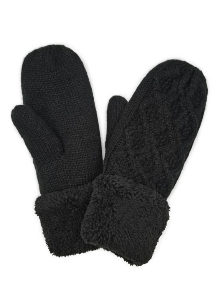 Cable Knit Sherpa Mittens