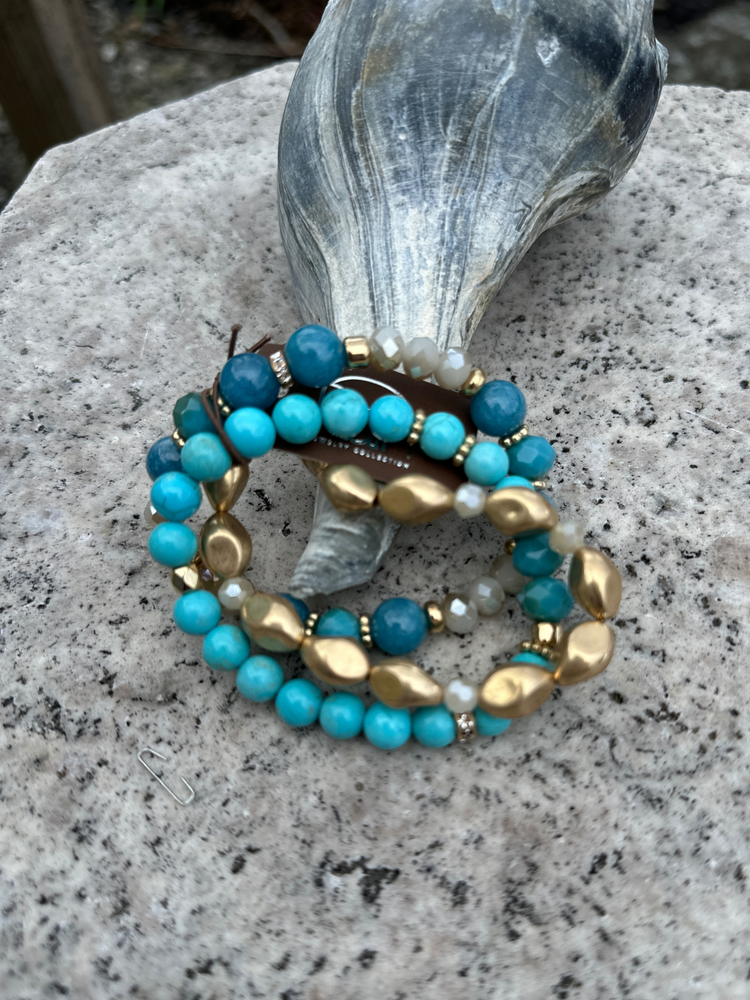 Gold Turquoise Bracelet Set