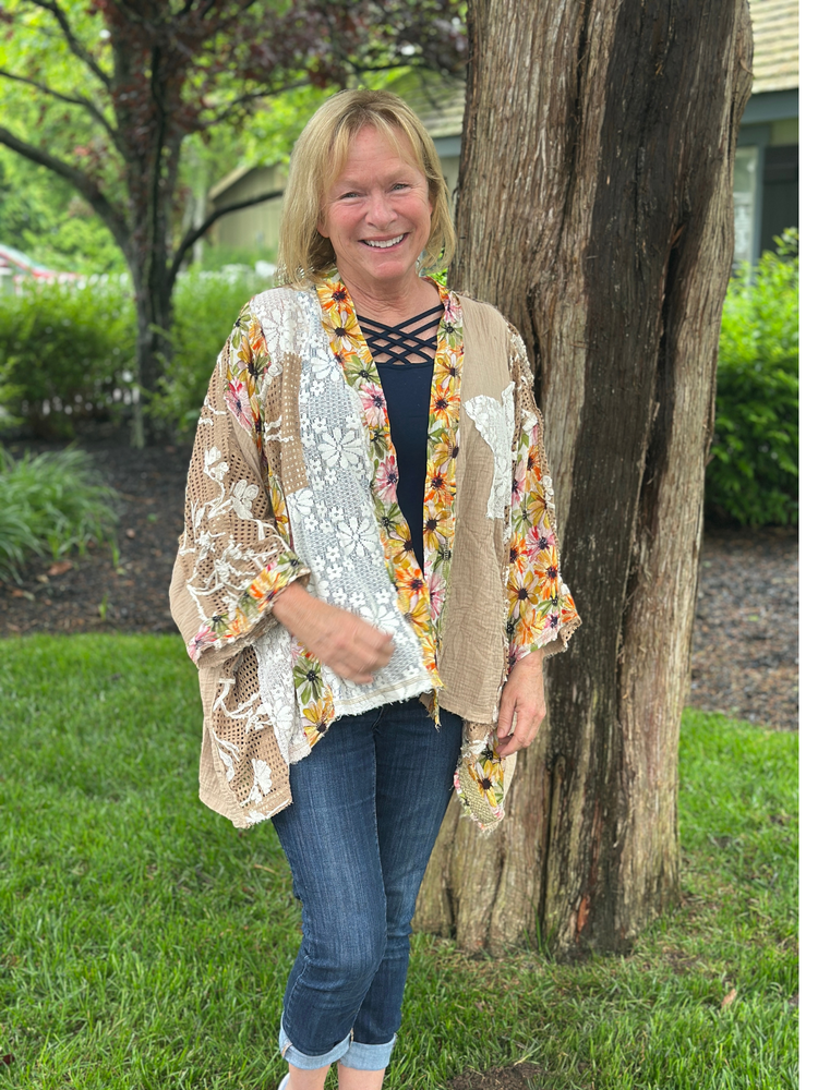 Mocha Multi Floral Cardigan