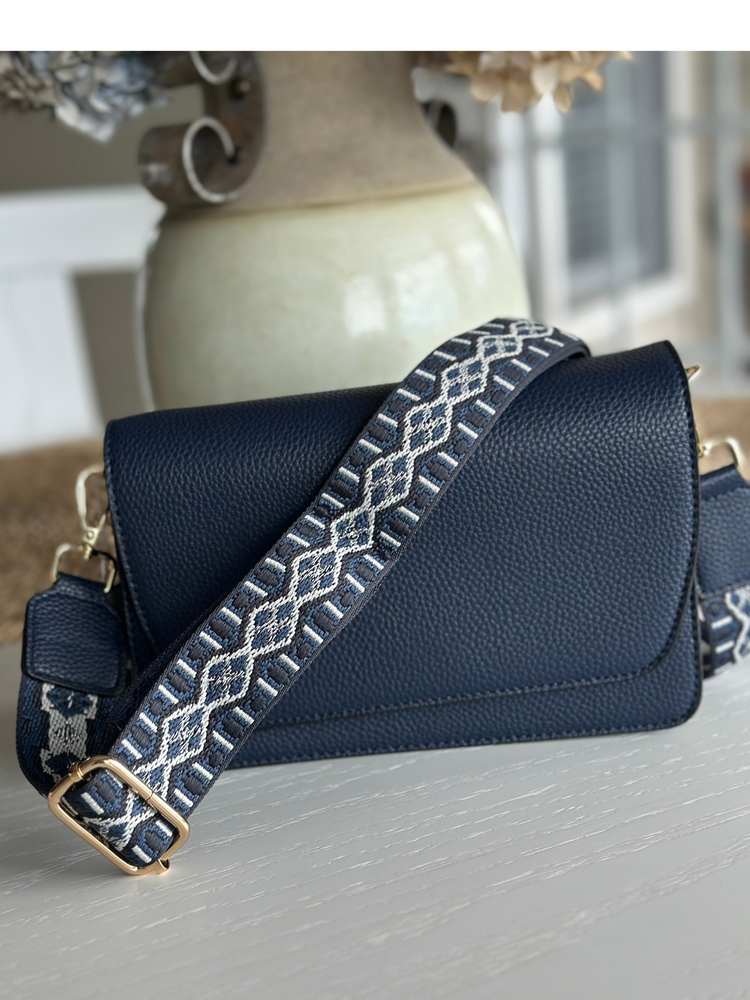 Noah Flapover Crossbody With Guitar Strap in Navy