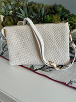 Izzy Straw Woven Crossbody in Off White