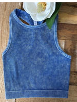Light Navy Rib Knit Cropped Cami