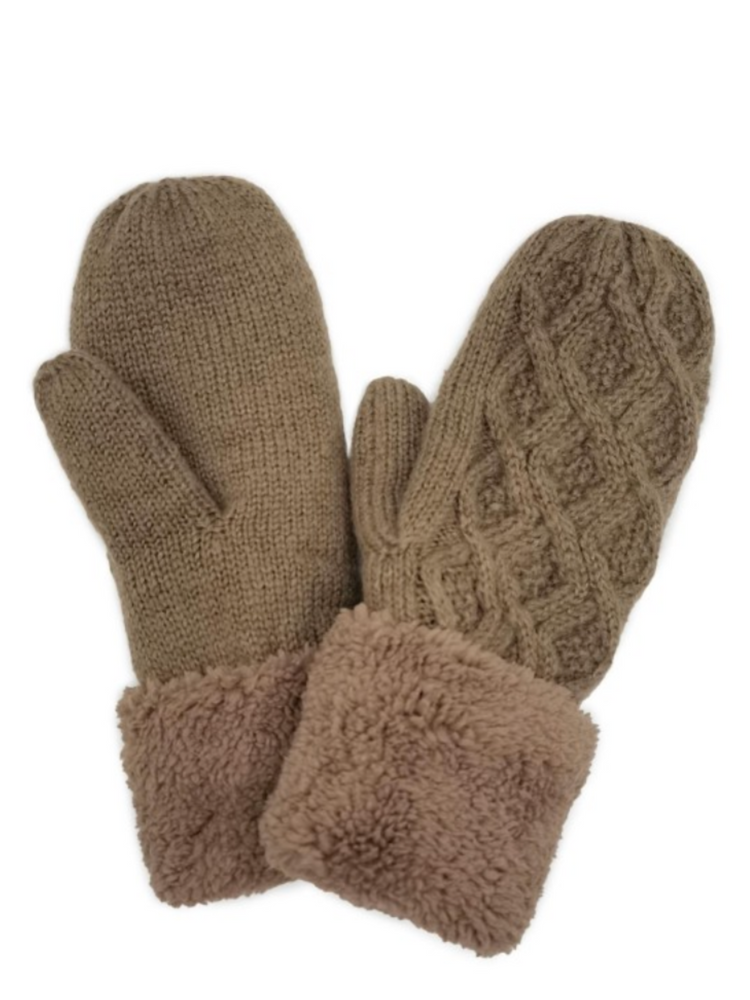 Cable Knit Sherpa Mittens