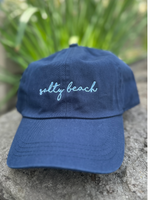 Salty Beach Embroidery Baseball Hat in Navy