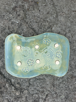 Handmade Pottery Floral Turquoise Tray