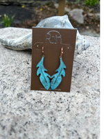 Patina Curved Feather Earrings