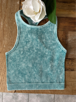 Light Teal Rib Knit Cropped Cami