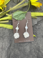 Silver 3D Roses Earrings