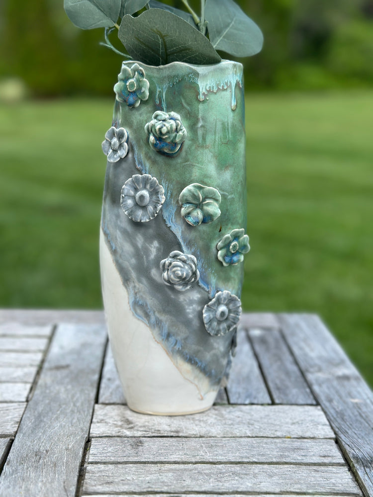 Handmade Floral Pottery Vase