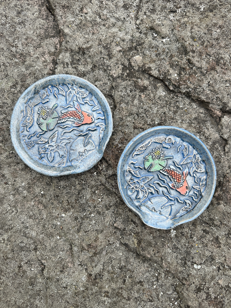 Handmade Koi Fish Pottery Spoon Rests