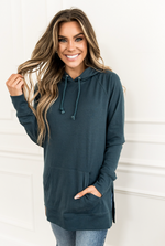 Sideslit Hoodie in Teal