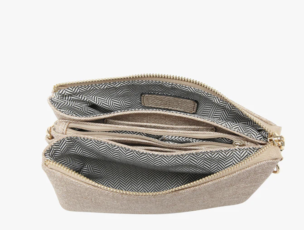 Riley Crossbody/Wristlet Embroidered Pattern in Rose