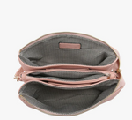 Izzy Straw Woven Crossbody in Mauve