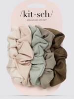 Assorted Textured Scrunchies 5pc Set - Eucalyptus