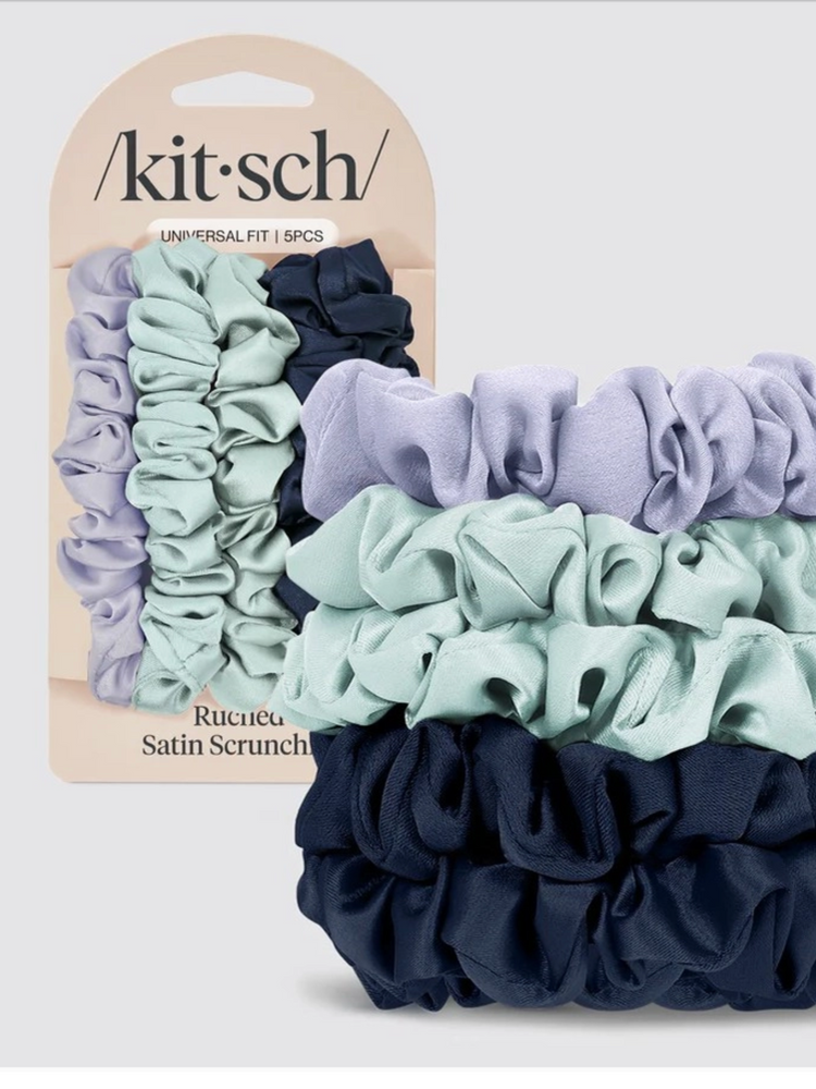 Ruched Satin Scrunchies Set - Garden Bouquet