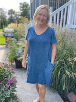 Mineral Wash Dress in Blue Gray