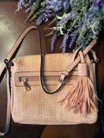 Sabrina Two Tone Crossbody in Tan/Pink