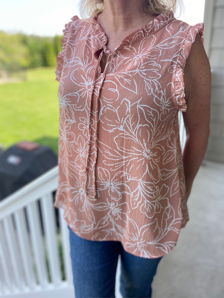 Sleeveless Floral Top in Mauve - Wild Magnolia