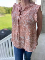 Curvy Sleeveless Floral Top in Mauve - Wild Magnolia