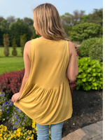 Light Mustard Sleeveless Babydoll Top in Curvy - Wild Magnolia