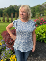 Vintage Blue Floral Ruffle Top - Wild Magnolia