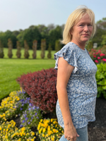 Vintage Blue Floral Ruffle Top in Curvy - Wild Magnolia