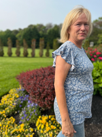 Vintage Blue Floral Ruffle Top - Wild Magnolia