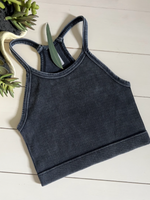 Black Rib Knit Cropped Cami