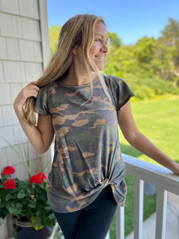 Camo Front Tie Top - Wild Magnolia