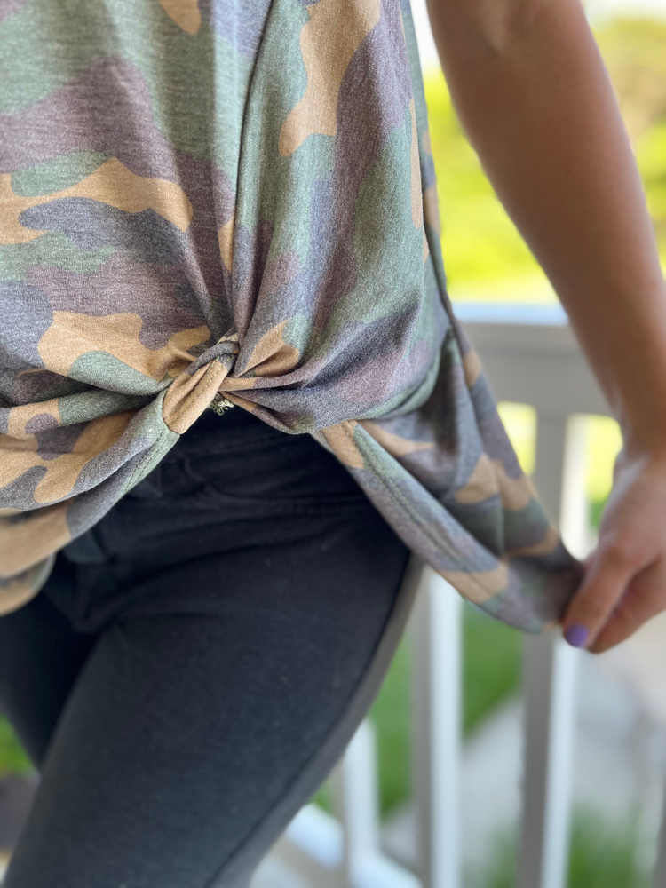 Camo Front Tie Top - Wild Magnolia