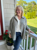 Button Down Roll Up Sleeve Top - Wild Magnolia