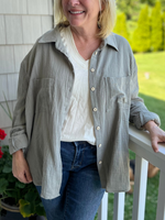 Button Down Roll Up Sleeve Top - Wild Magnolia