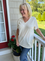 Everyday V-Neck Cream Tee - Wild Magnolia