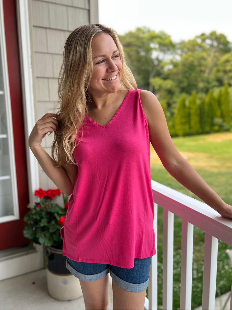 Sleeveless Top in Fuchsia - Wild Magnolia