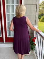 Eggplant Sleeveless Midi Dress in Curvy - Wild Magnolia