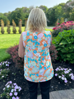 Sleeveless Floral Top in Tangerine Curvy - Wild Magnolia