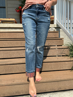 Judy Blue Mid Rise Paisley Print Boyfriend Jeans - Wild Magnolia