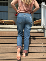 Judy Blue Mid Rise Paisley Print Boyfriend Jeans - Wild Magnolia