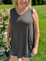 Ash Gray Sleeveless Top in Curvy