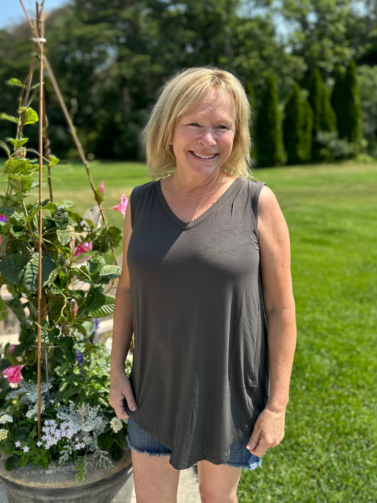 Ash Gray Sleeveless Top