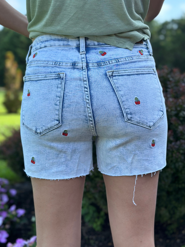 Judy Blue High Waisted Cherry Shorts Curvy - Wild Magnolia