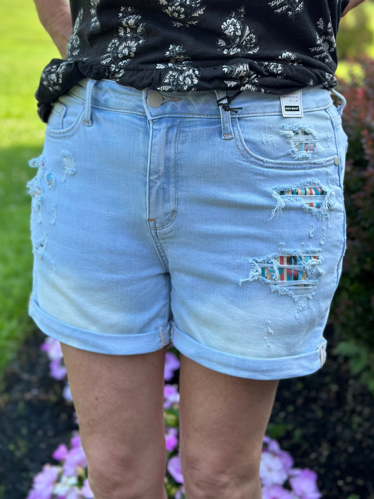 Judy Blue High Waisted Cuffed Detail Shorts Curvy. - Wild Magnolia