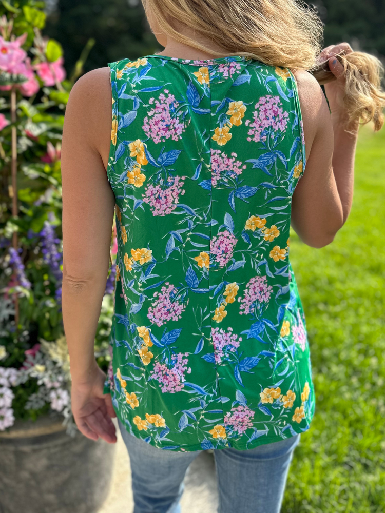 Sleeveless Green Floral Ruffle Top - Wild Magnolia