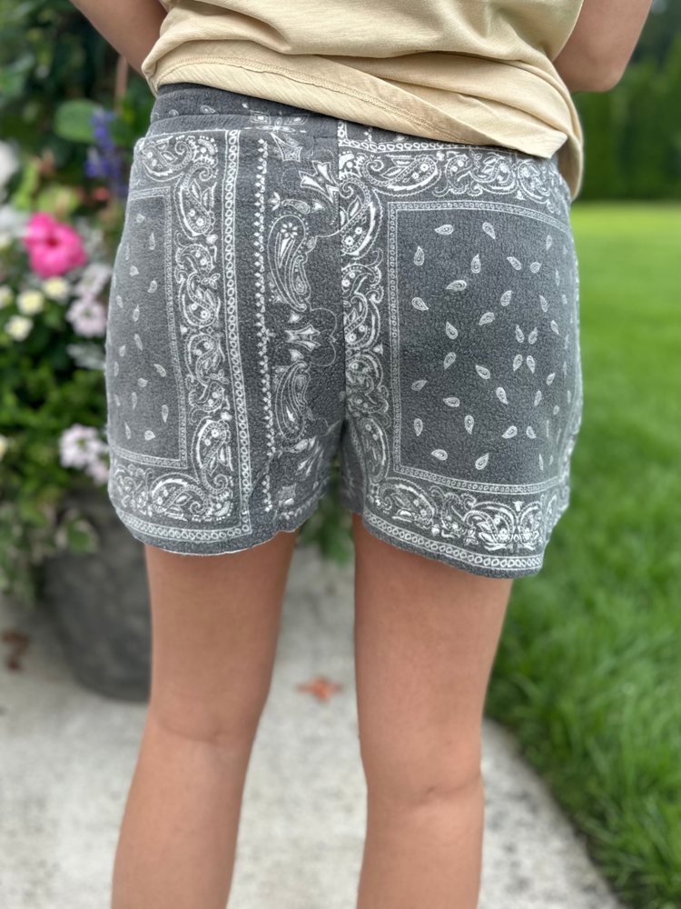 The Lyra Shorts in Charcoal Bandana