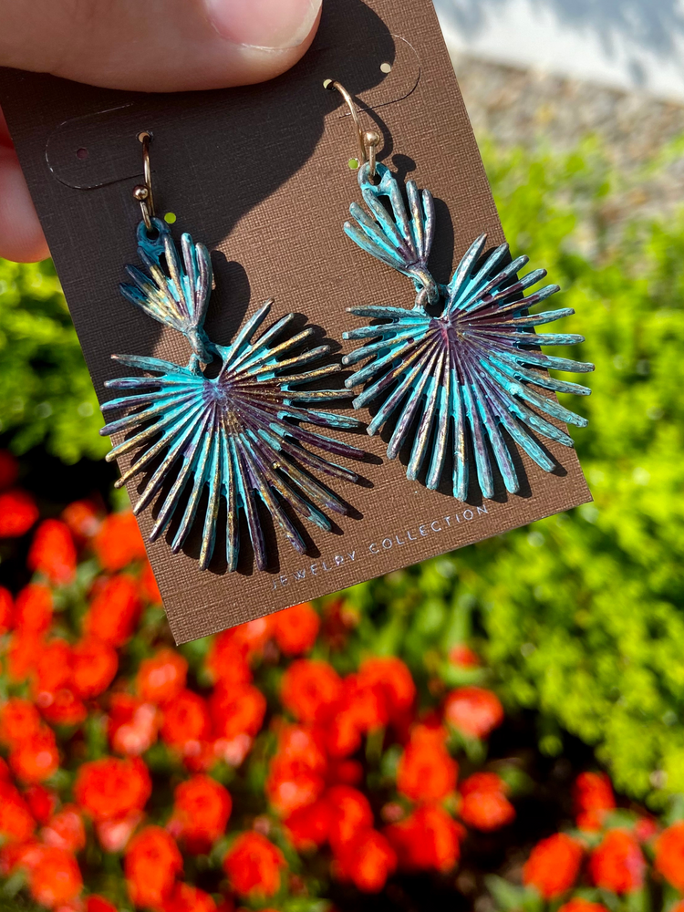 Patina Fan Leaf Earrings